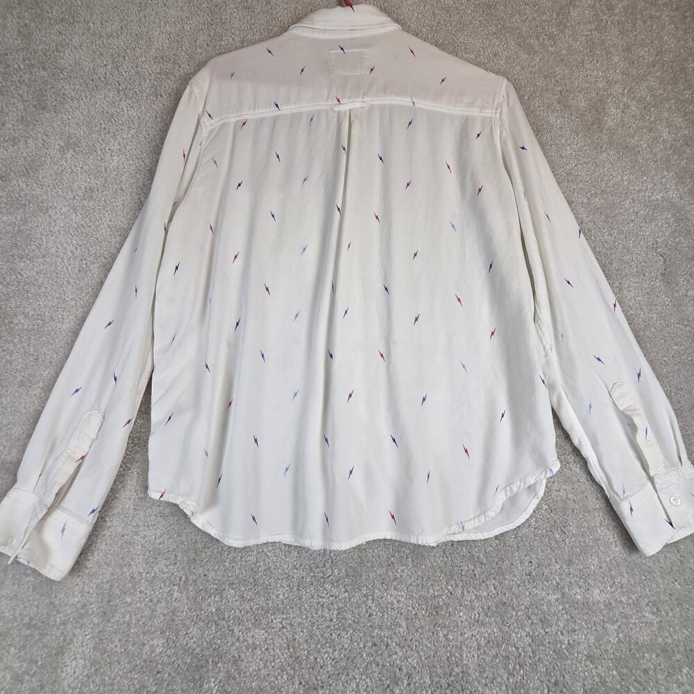 Rails Rocsi Rainbow Lightning Button Up Shirt Womens M White Stretch Boho Beach‎ - Picture 9 of 9